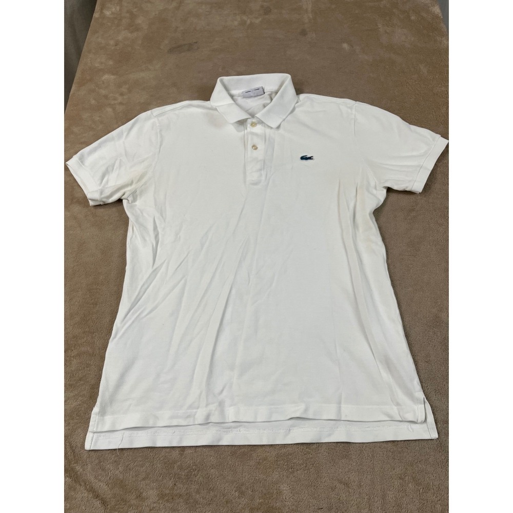 Lacoste for J. Crew Polo Shirt Men's Size 6 XL White 100% Cotton Pique S/S GOOD